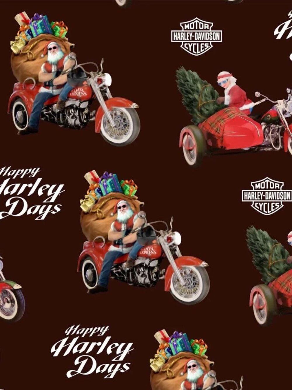 HARLEY-DAVIDSON BIKER SANTA WRAPPING PAPER